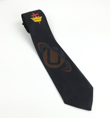 Masonic Knight Templar Black Silk Tie with embroided Logo - kitchcutlery
 - 1